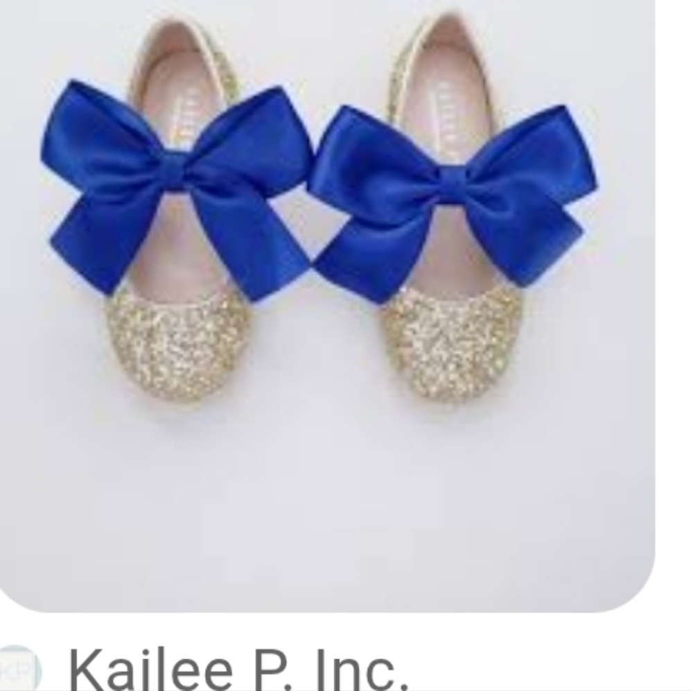 Kailee P sz 1y Blue Bow Gold Glitter Mary Jane